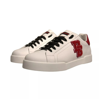 White Leather DG Logo Low Top Sneaker Shoes