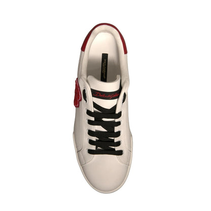 White Leather DG Logo Low Top Sneaker Shoes
