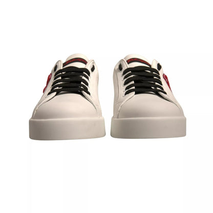 White Leather DG Logo Low Top Sneaker Shoes