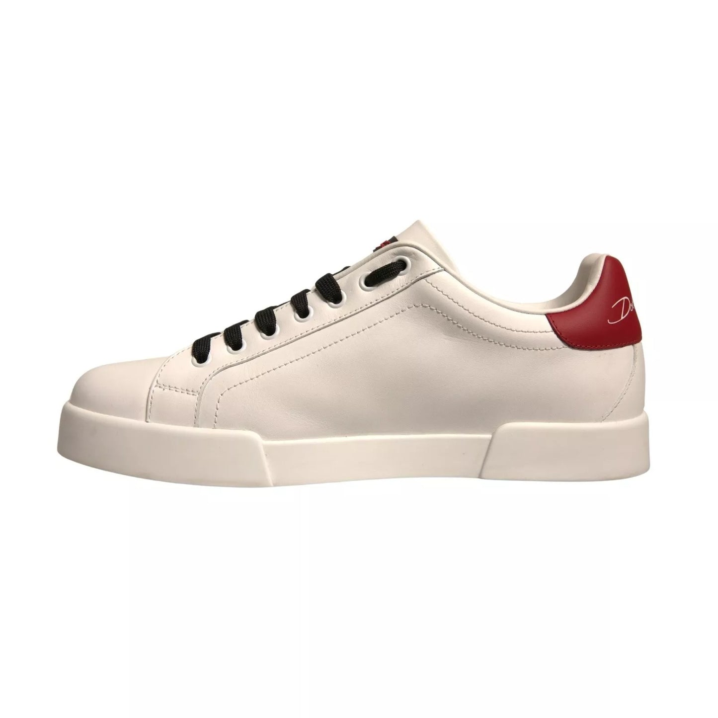 White Leather DG Logo Low Top Sneaker Shoes