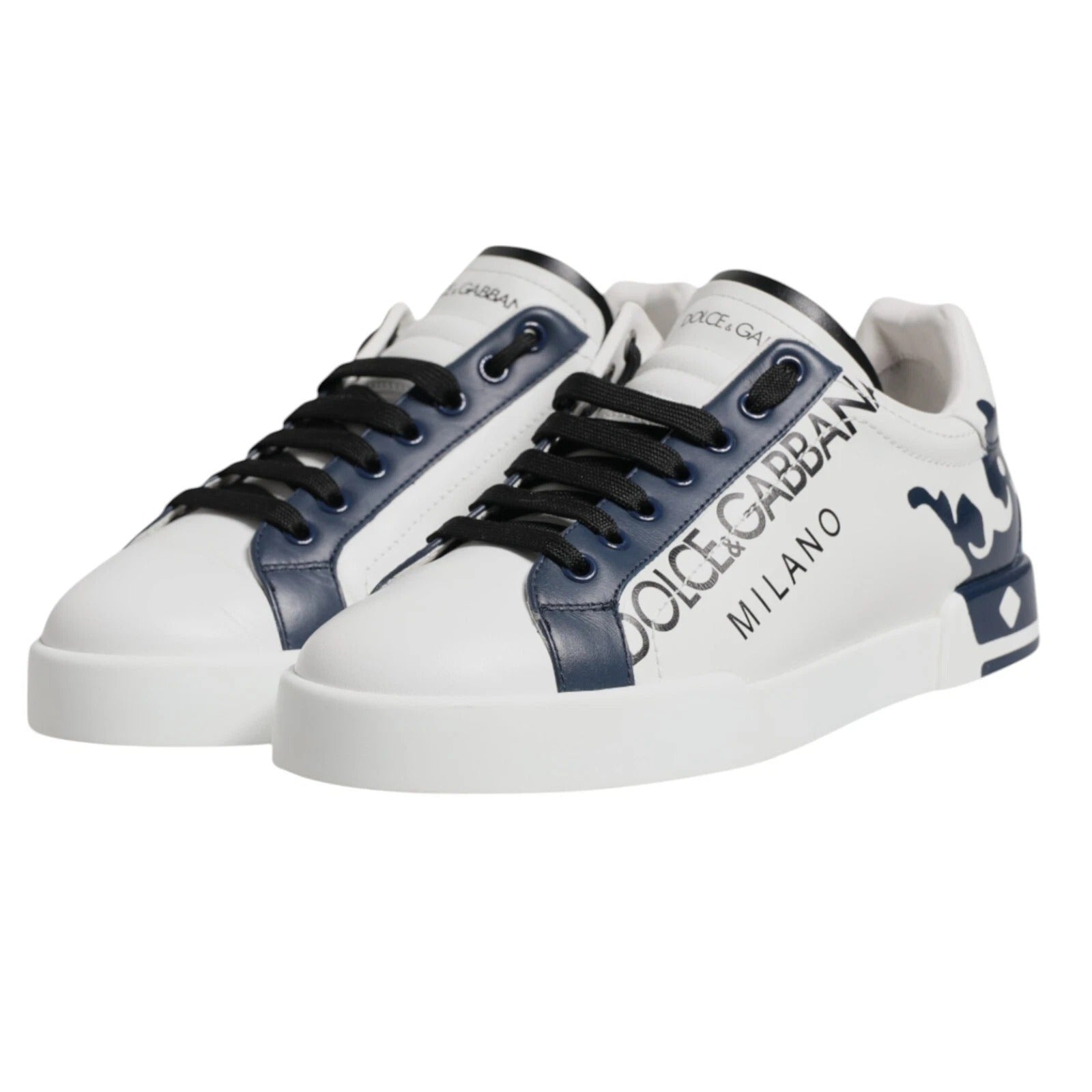 White Blue Crown Low Top Men Sneakers Shoes