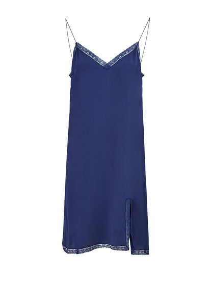 Blu Viscose and Cotton Mid Long Dress