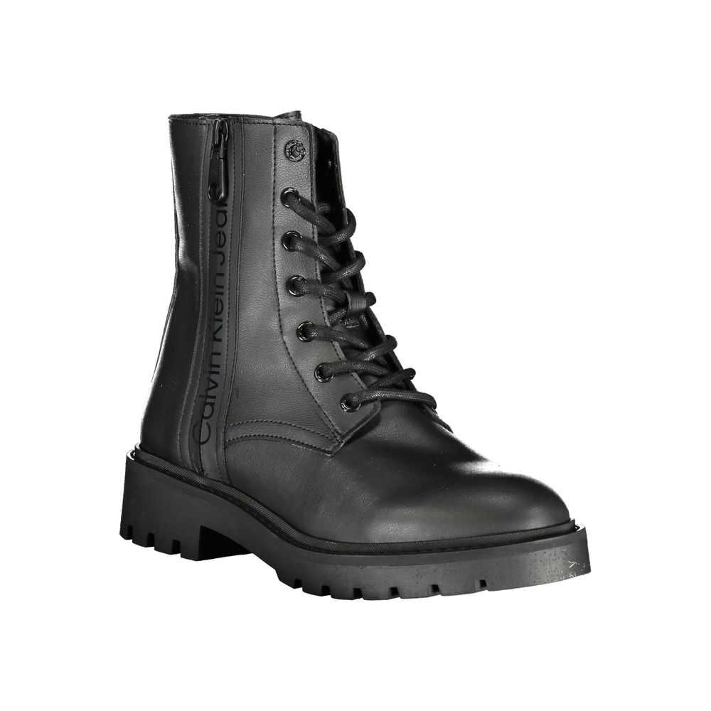 Black Polyester Women Boot