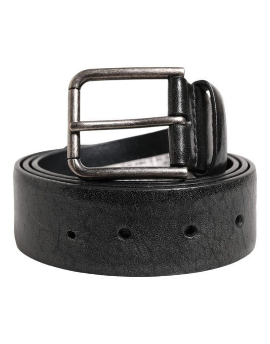 Black Classic Leather Metal Buckle Belt