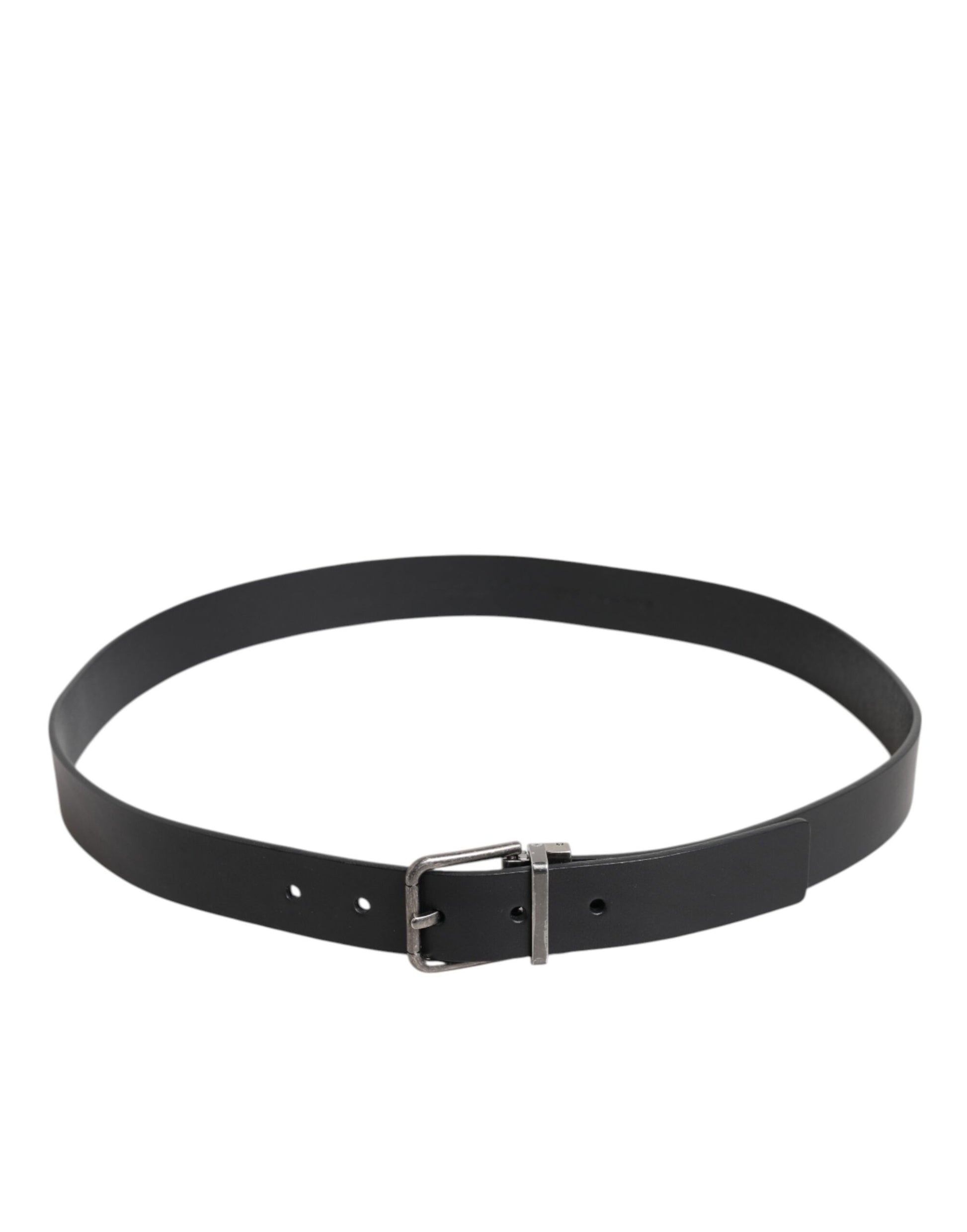 Black Classic Leather Metal Buckle Belt