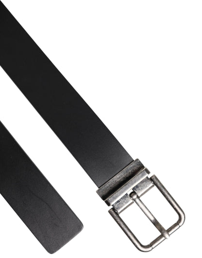 Black Classic Leather Metal Buckle Belt