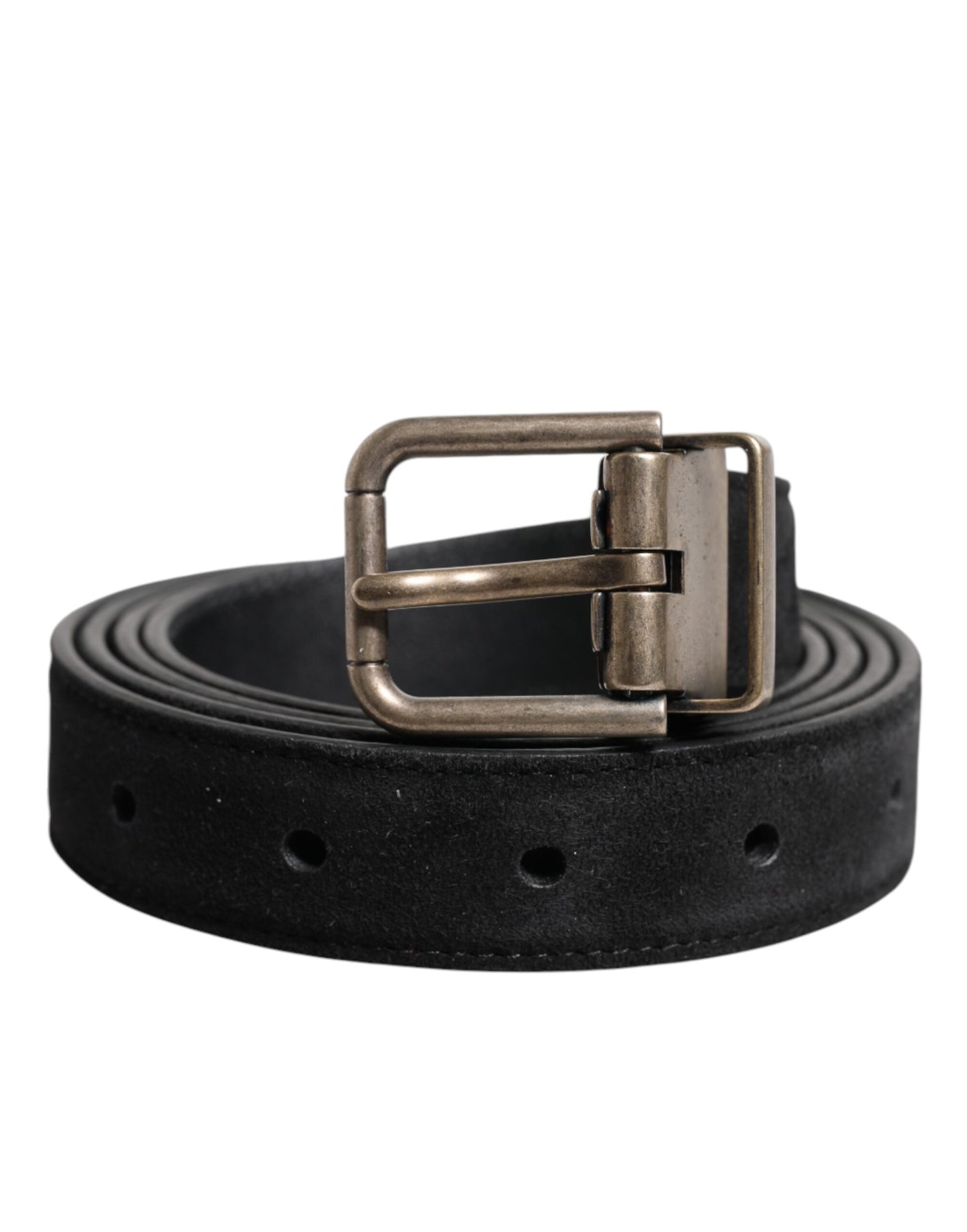 Black Calf Leather Classic Metal Buckle Belt
