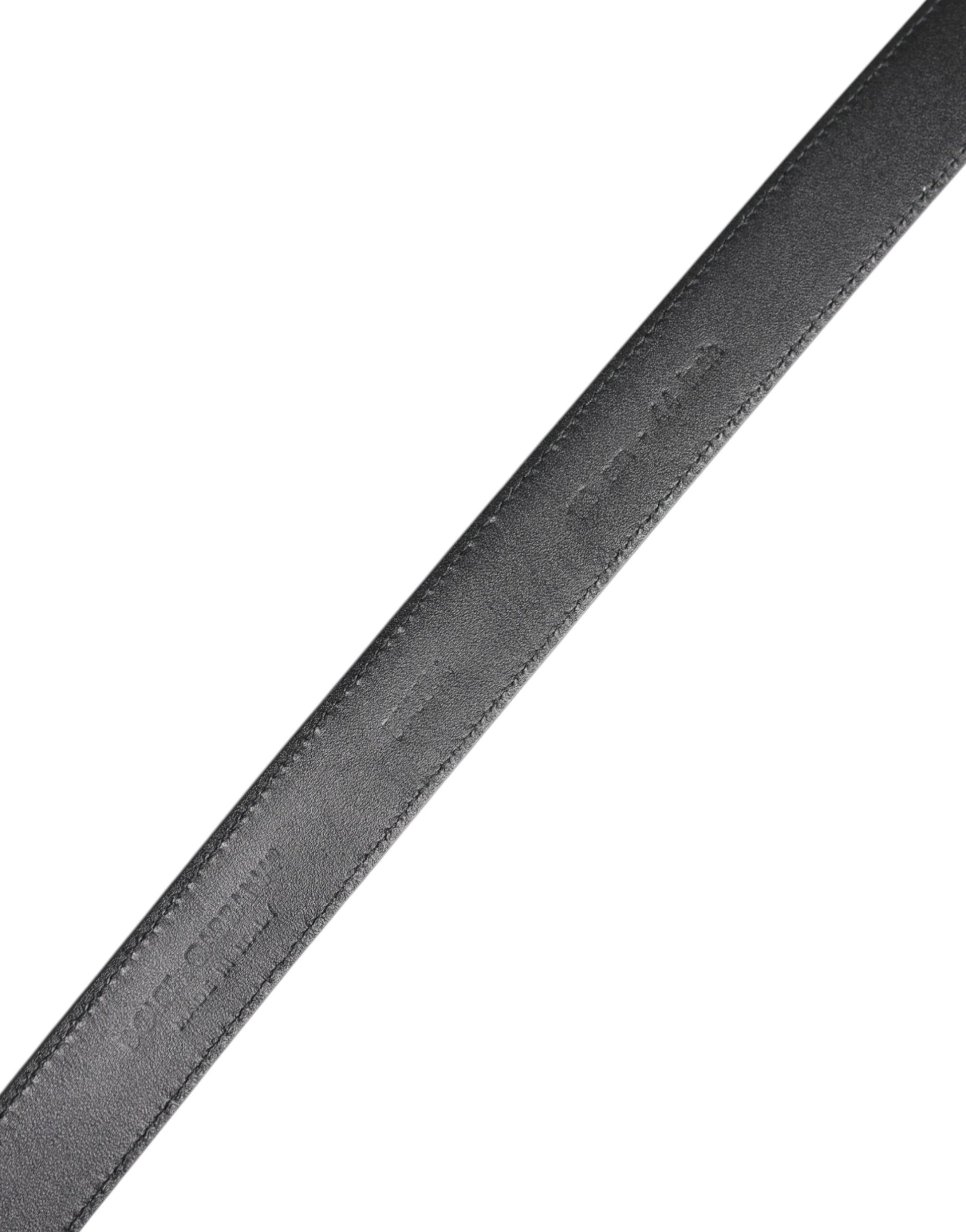 Black Calf Leather Classic Metal Buckle Belt