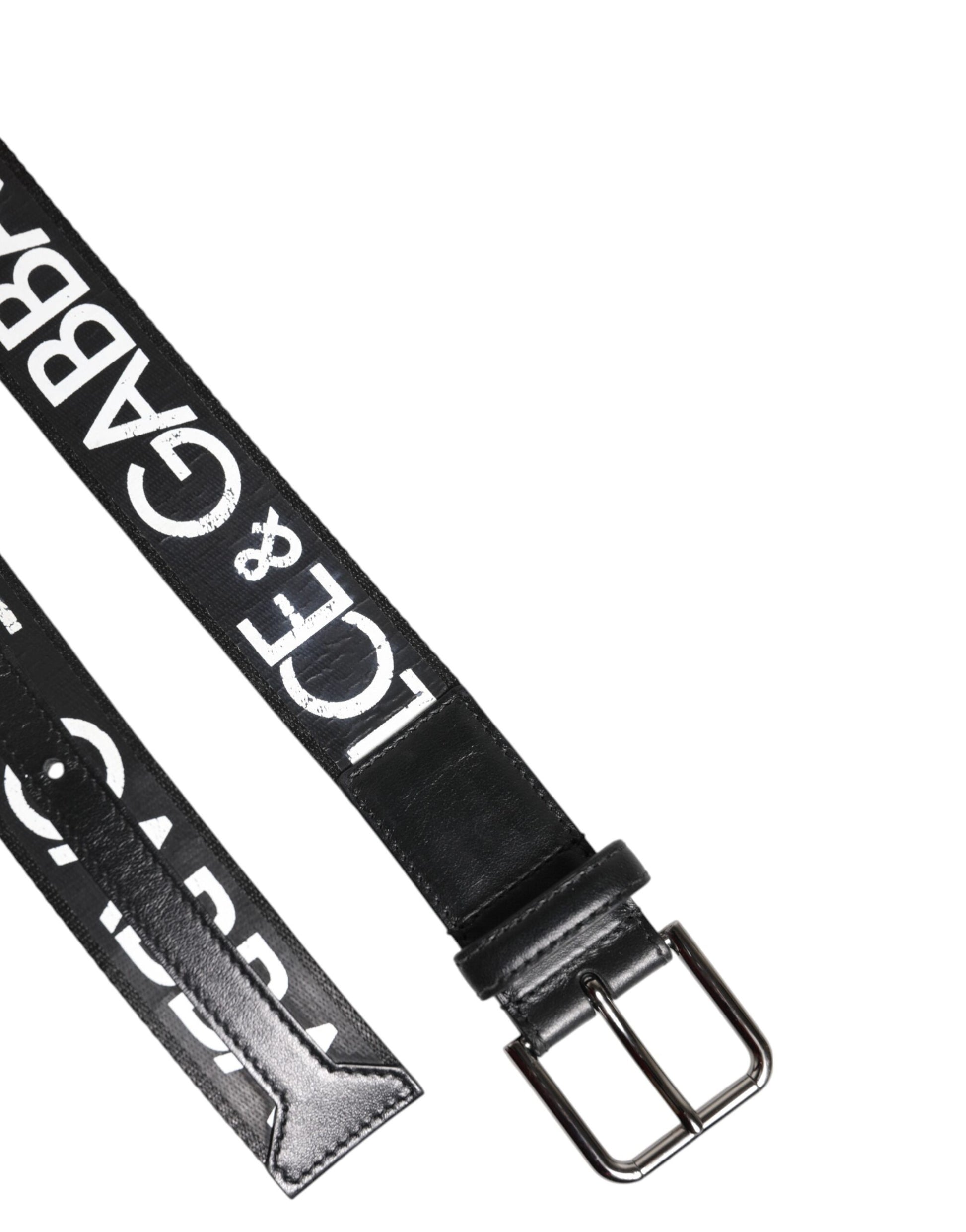 Black White DG Logo Brass Metal Buckle Belt