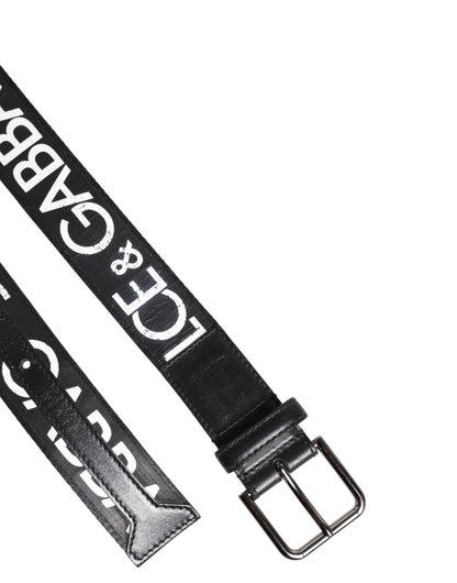 Black White DG Logo Brass Metal Buckle Belt