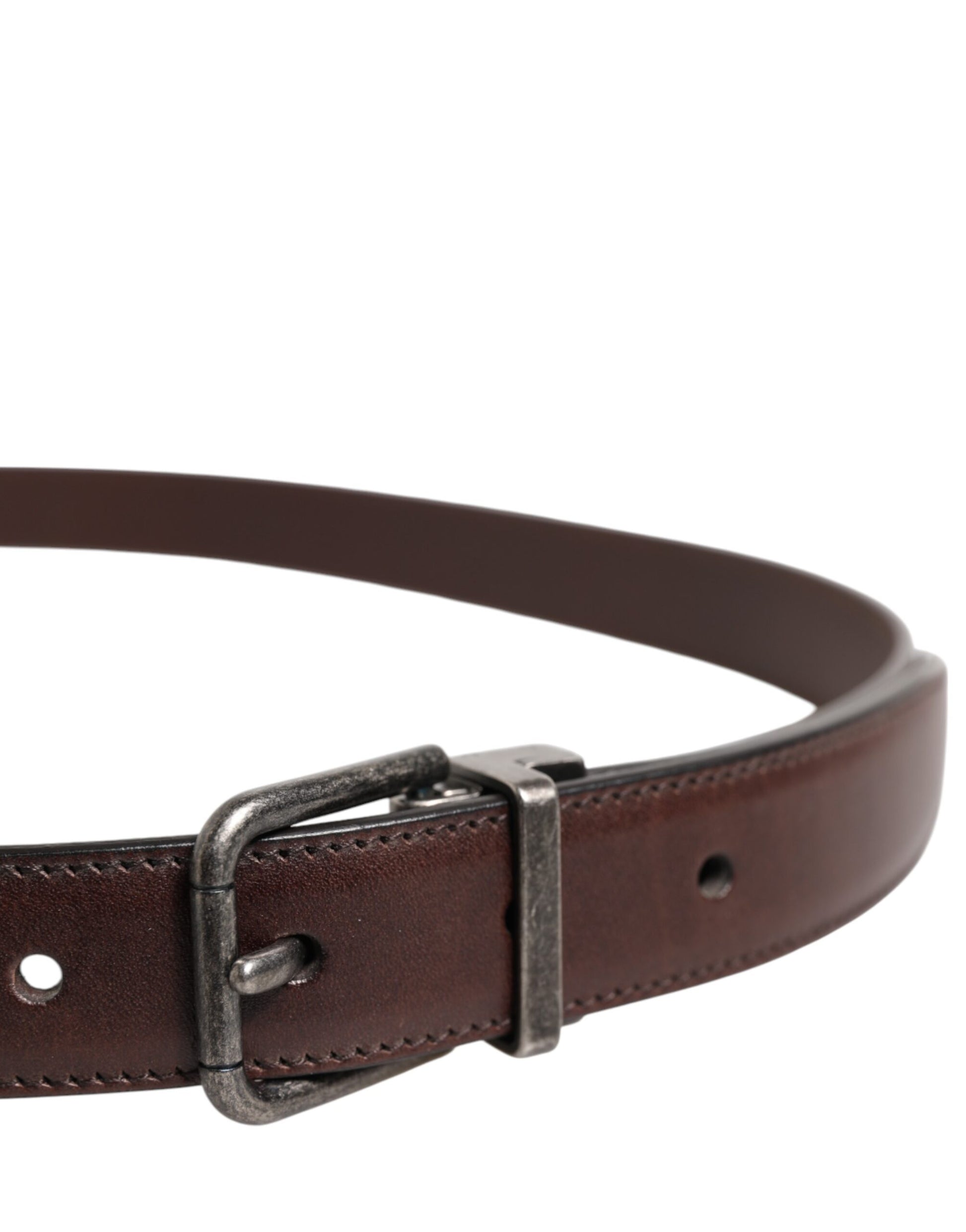 Brown Classic Calf Leather Metal Buckle Belt