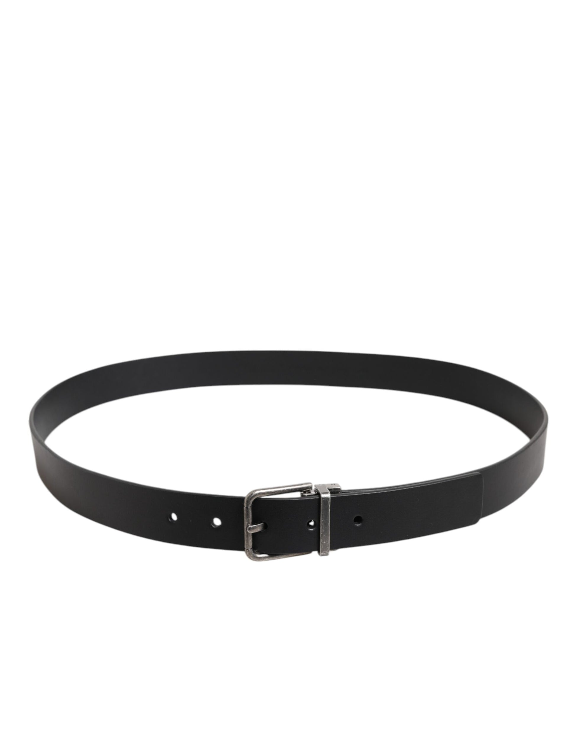 Black Classic Leather Metal Buckle Belt