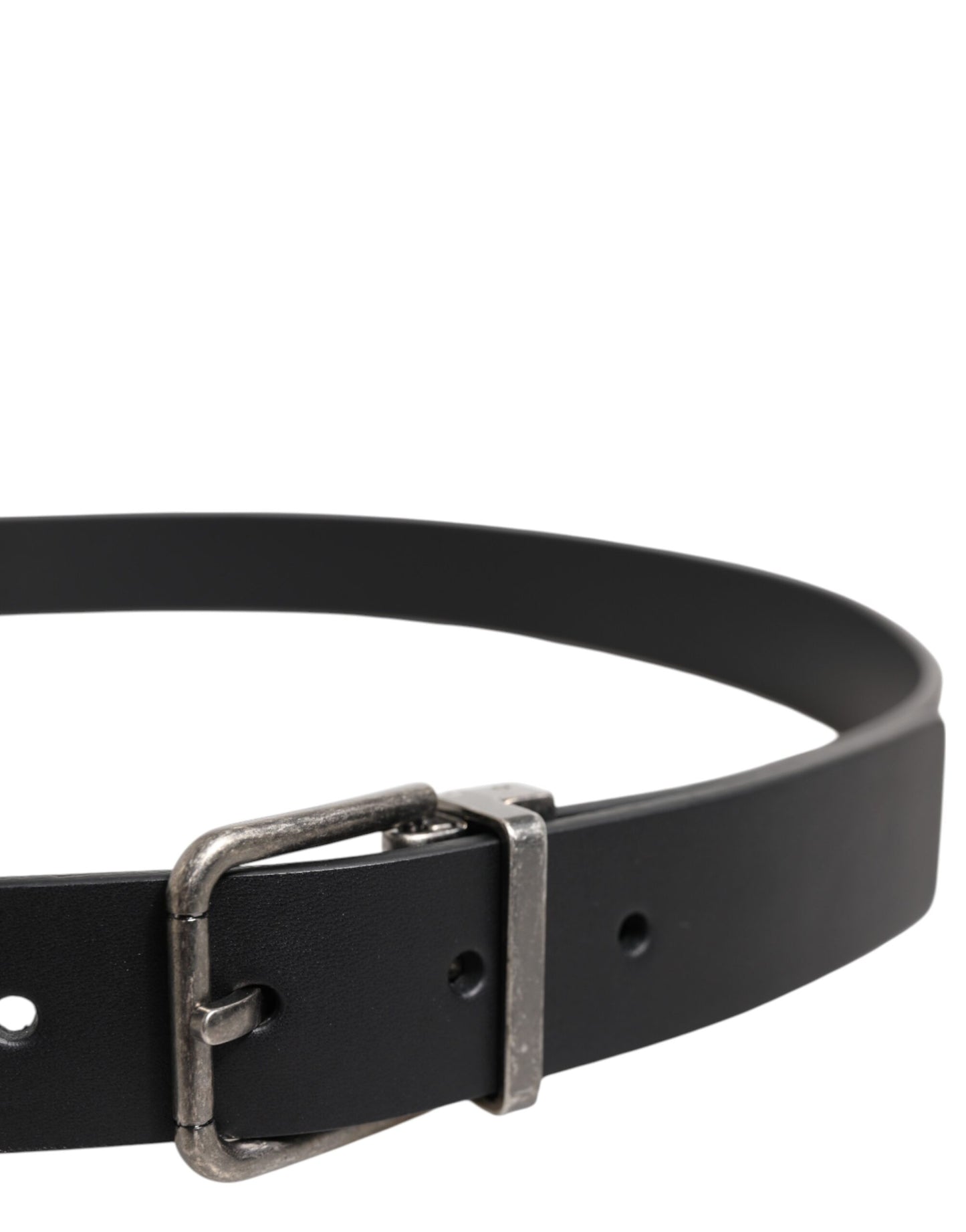 Black Classic Leather Metal Buckle Belt