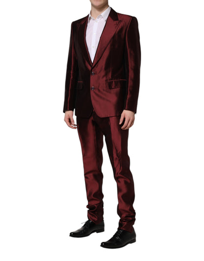 Bordeaux Silk 2 Piece Single Breasted Suit