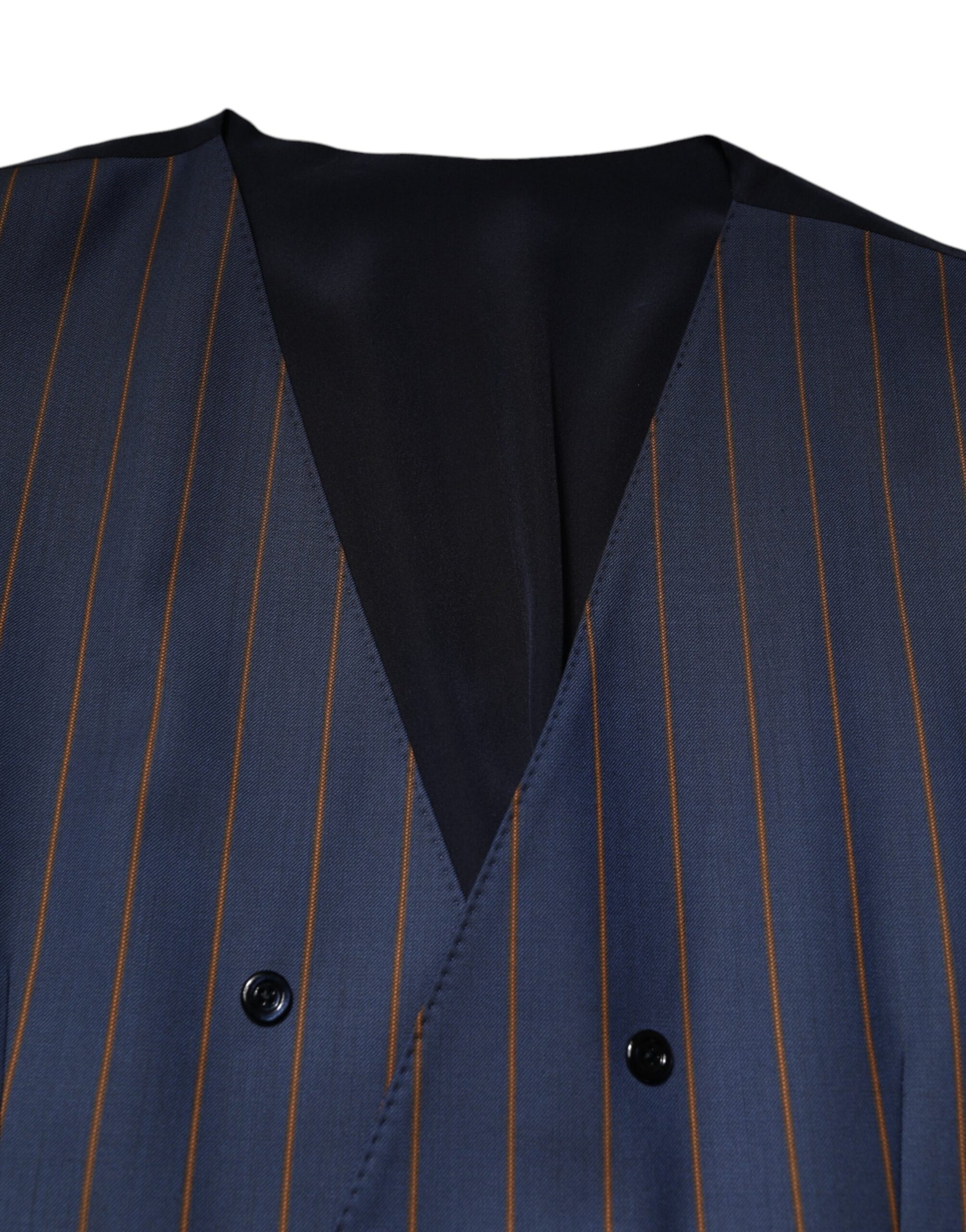 Blue Stripes Wool Formal Men Waistcoat Vest