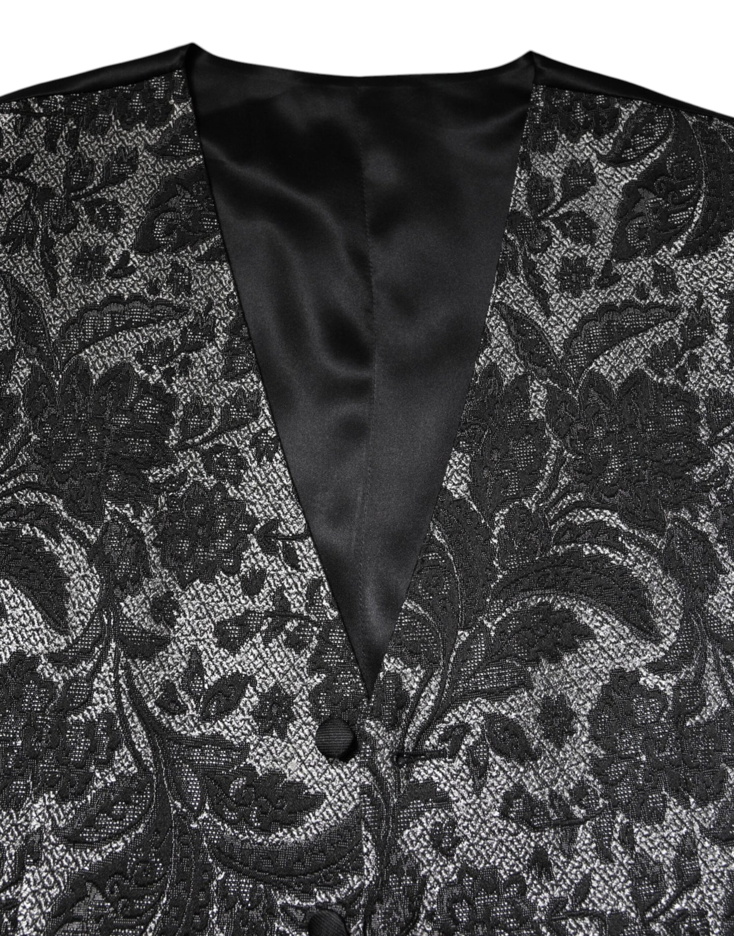 Black Gray Brocade Formal Men Waistcoat Vest