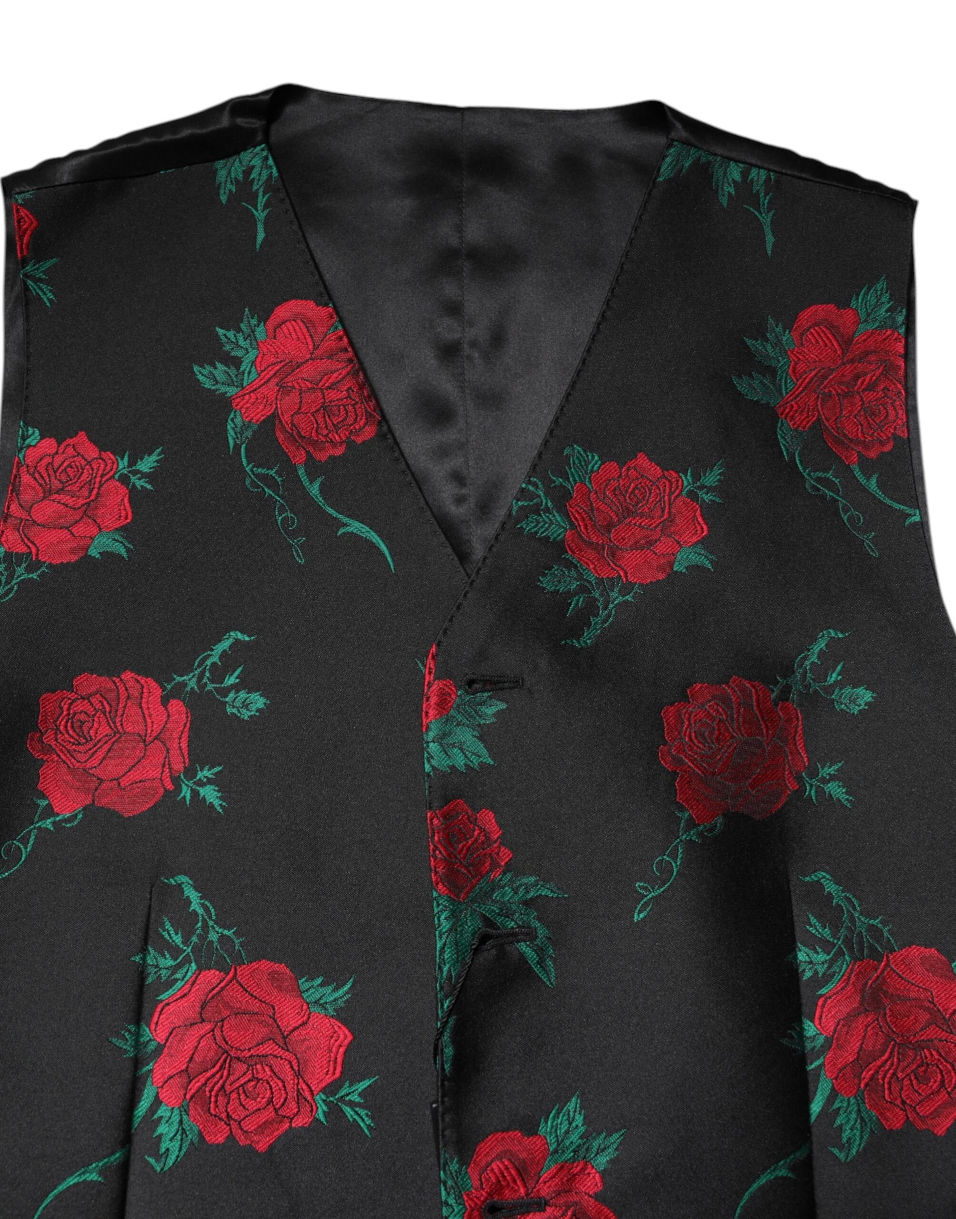 Red Floral Brocade Formal Men Waistcoat Vest