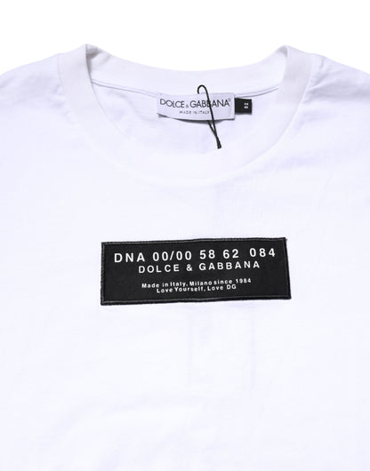 White Cotton Logo Patch Crew Neck T-shirt