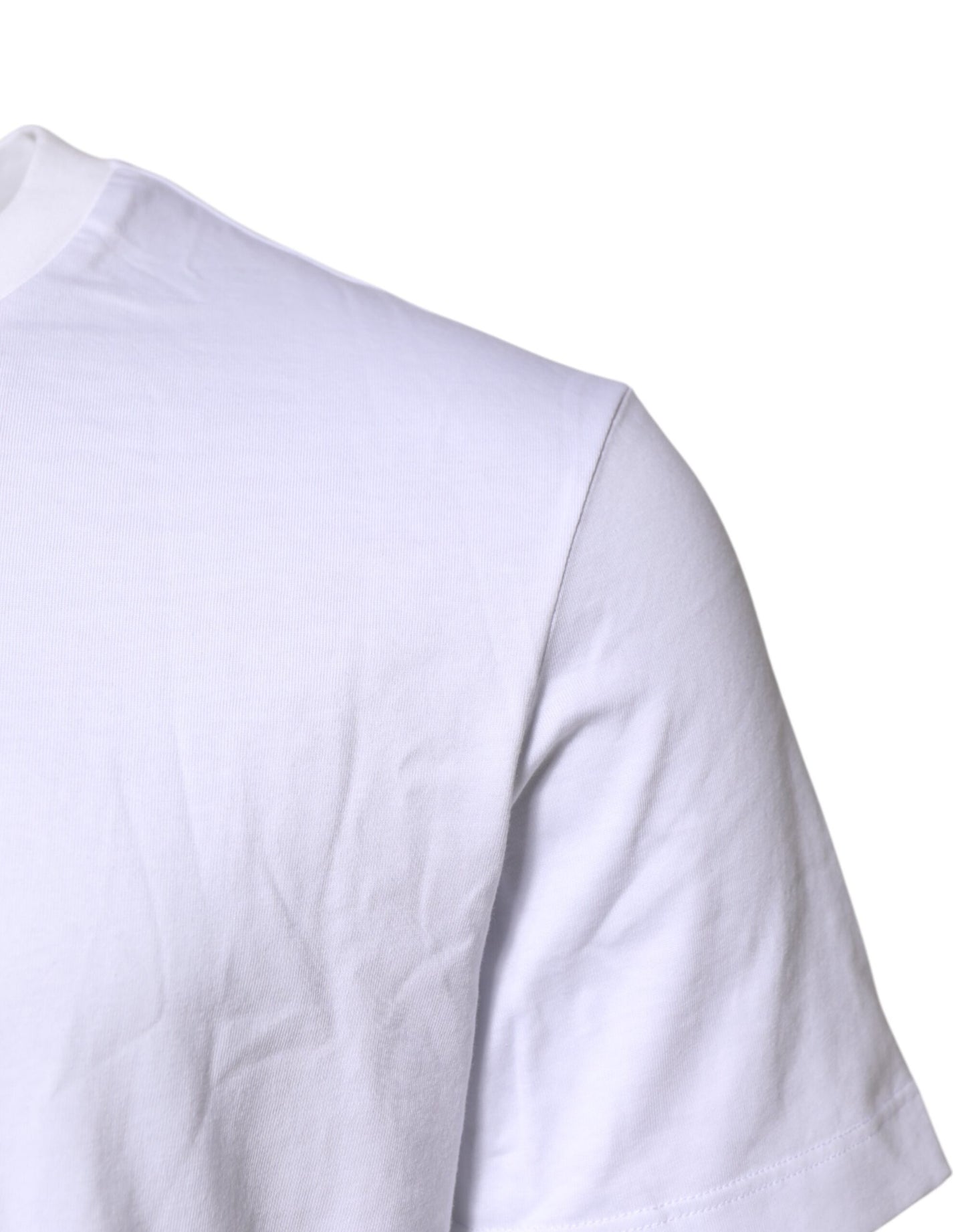 White Logo Embroidery Crew Neck T-shirt