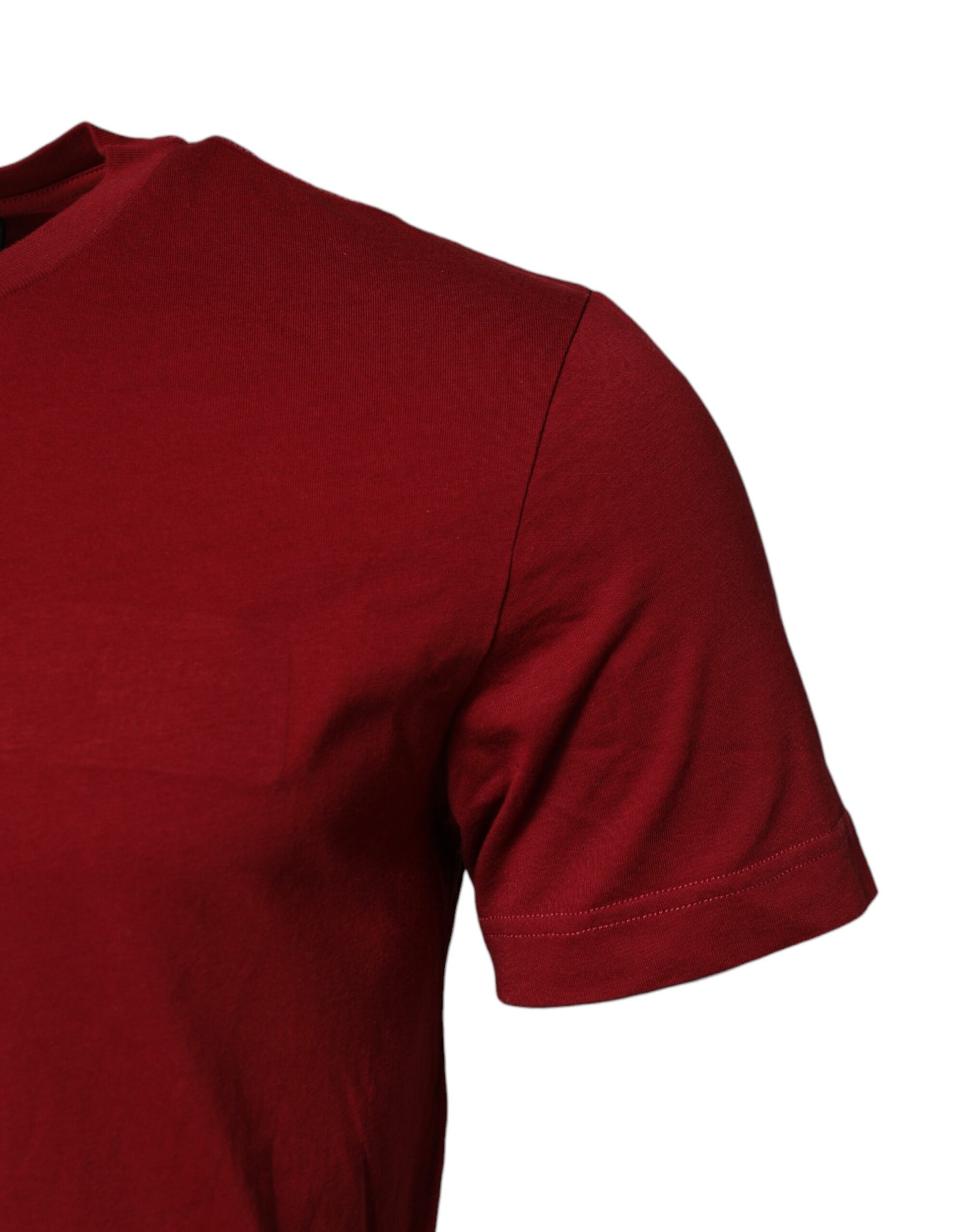 Red Cotton Short Sleeves Crew Neck T-shirt