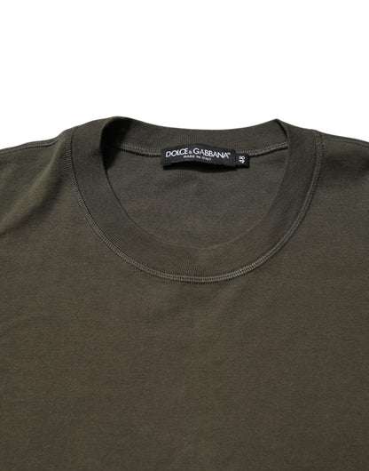 Dark Green Long Sleeves Crew Neck T-shirt