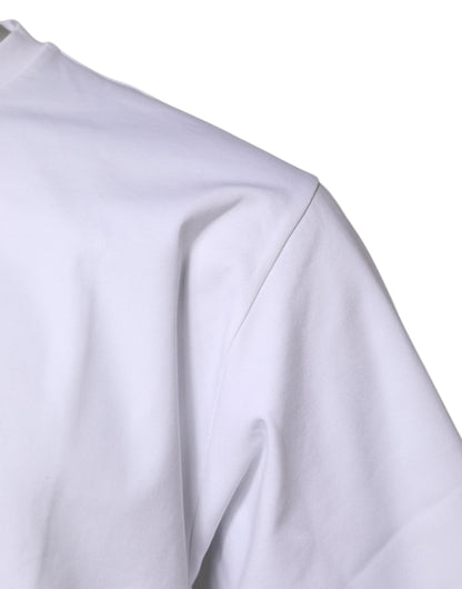 White Cotton Short Sleeves Crew Neck T-shirt