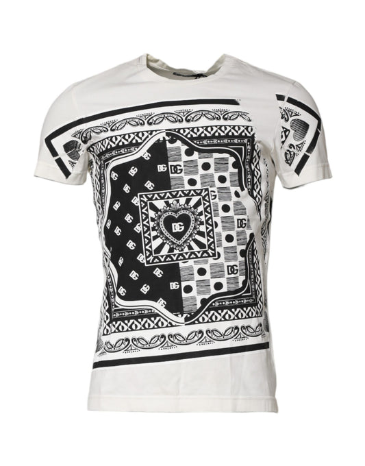 White Cotton Logo Bandana Print T-shirt