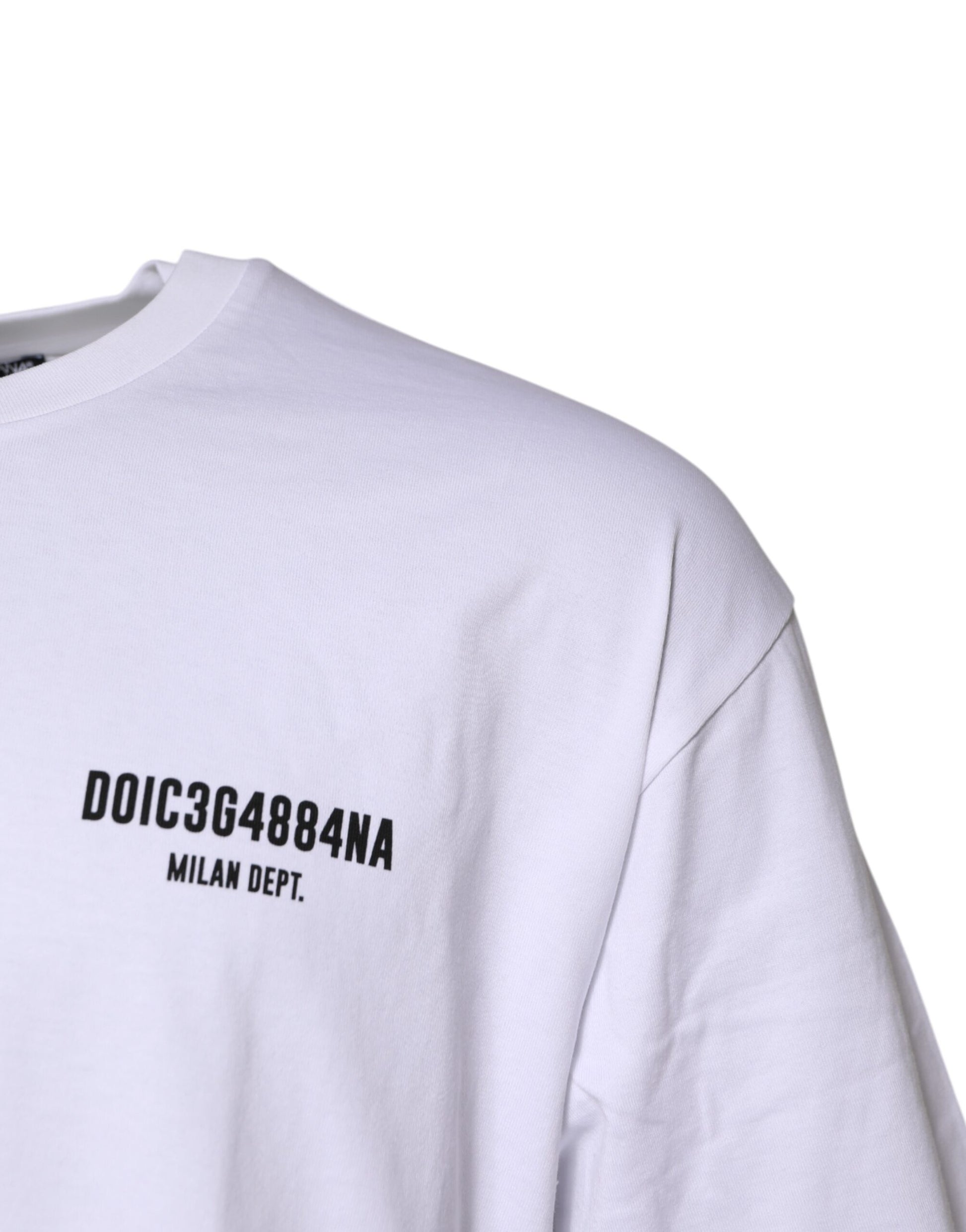 White Cotton Logo Print Crew Neck T-shirt