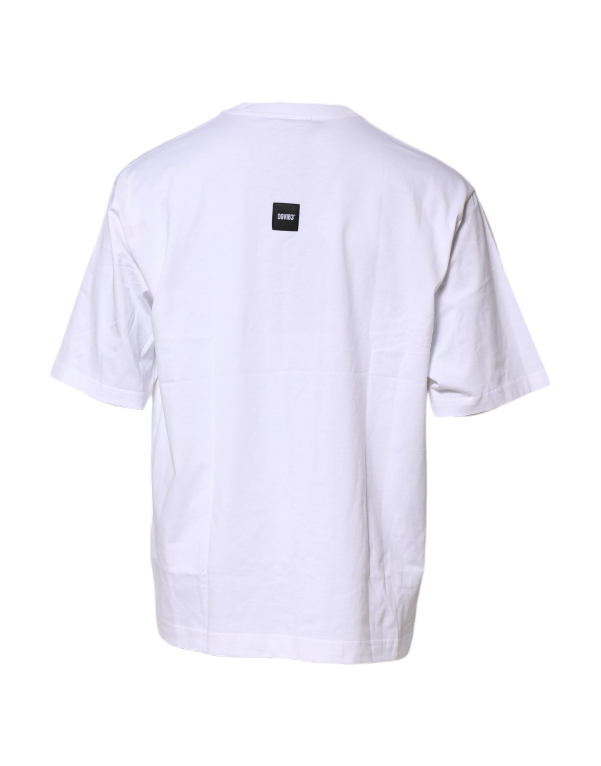 White Cotton Logo Print Crew Neck T-shirt