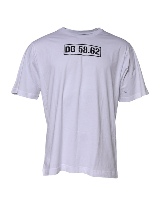 White Cotton Logo Print Crew Neck T-shirt