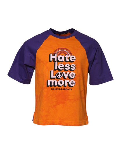 Orange Purple Printed Round Neck T-shirt