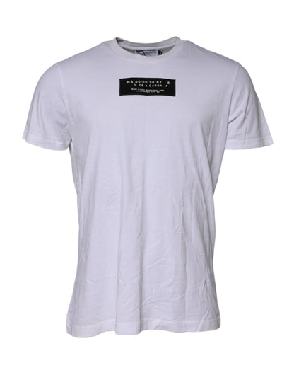 White Cotton Logo Patch Crew Neck T-shirt