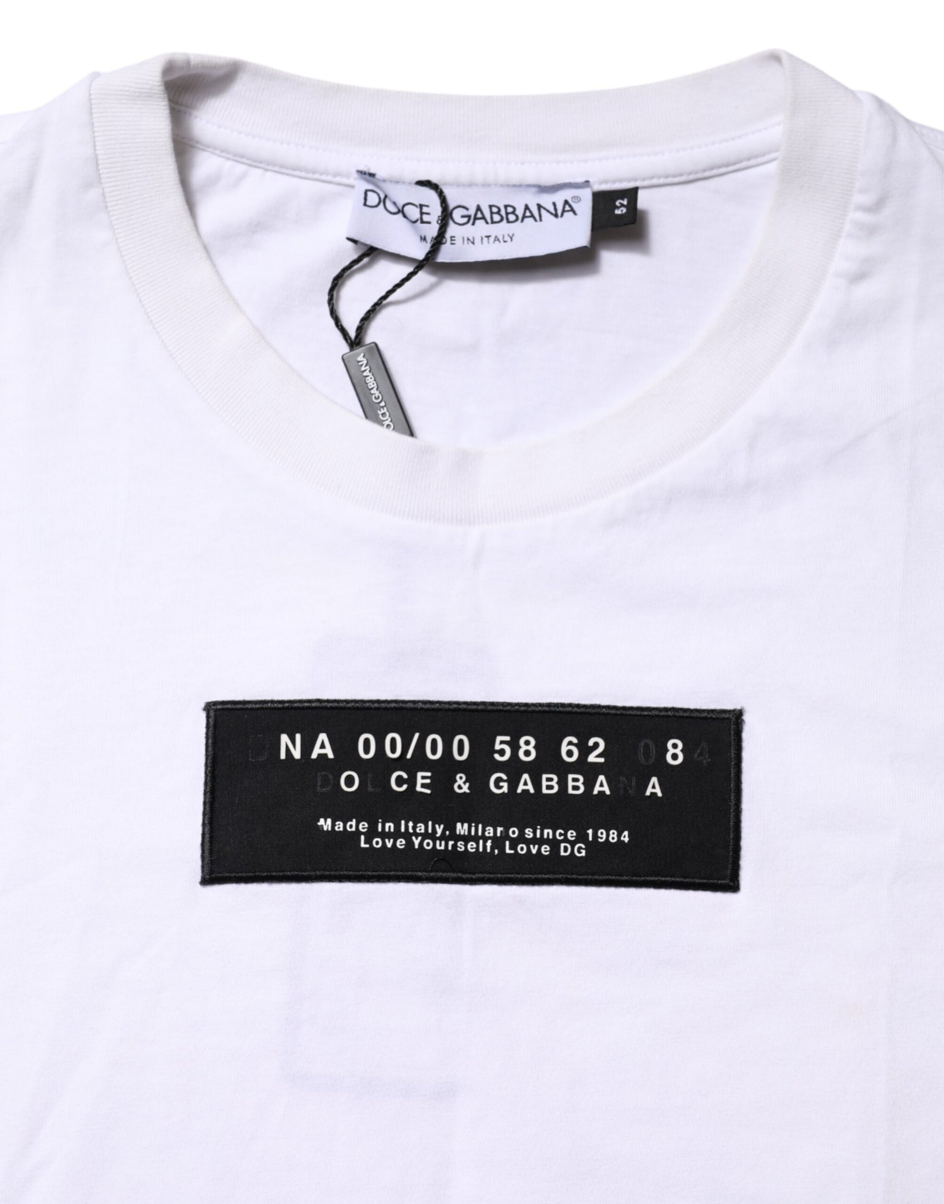 White Cotton Logo Patch Crew Neck T-shirt