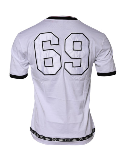 White Cotton Crown King Embroidery T-shirt