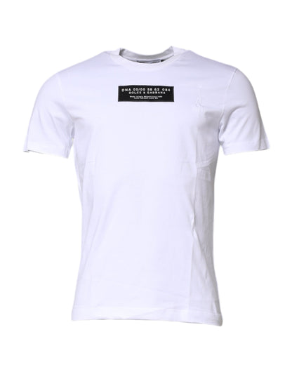 White Cotton Logo Patch Crew Neck T-shirt