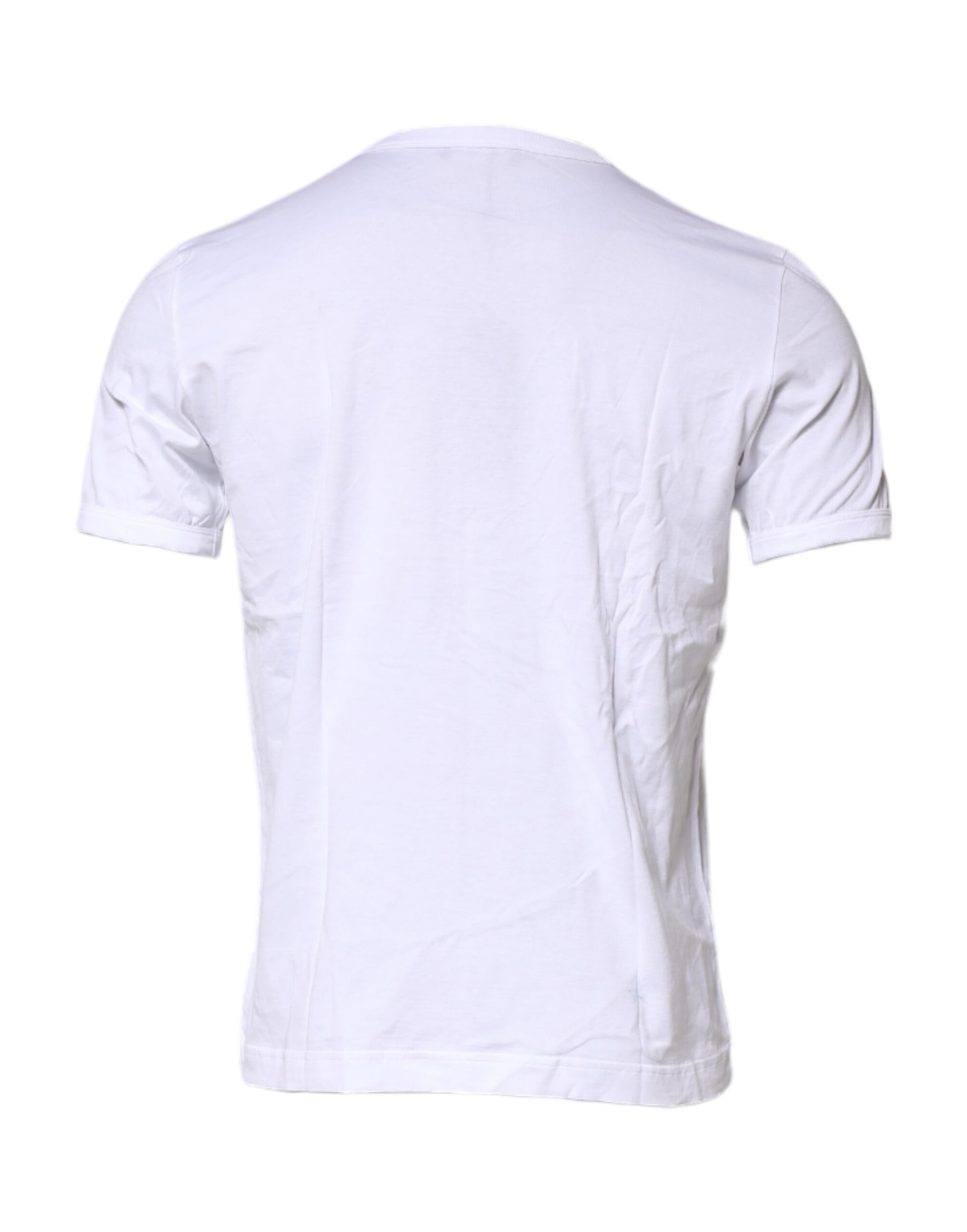 White Cotton Embroidered Round Neck T-shirt