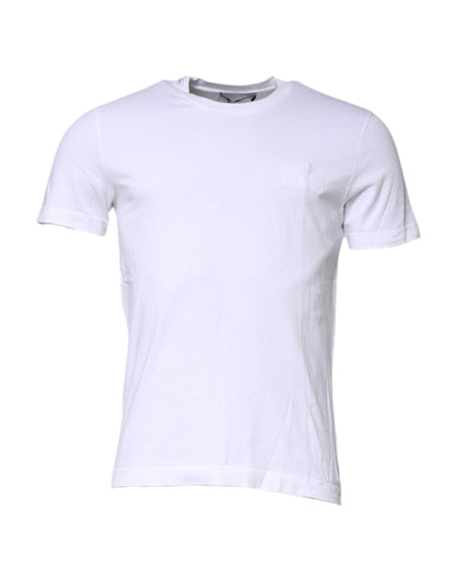 White Cotton Men Crew Neck Tee T-shirt