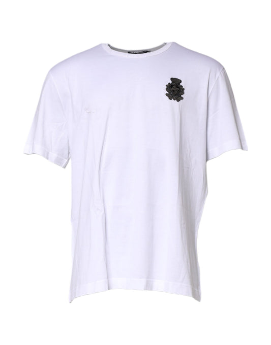 White Cotton DG Crown Embroidery T-shirt