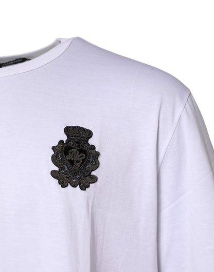 White Cotton DG Crown Embroidery T-shirt