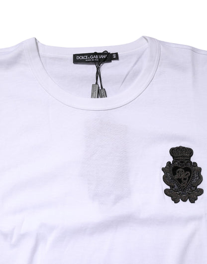 White Cotton DG Crown Embroidery T-shirt