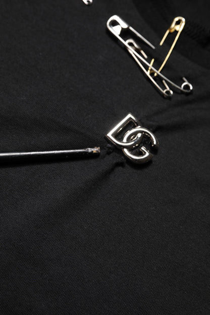 Black Logo Embellish Short Sleeves T-shirt