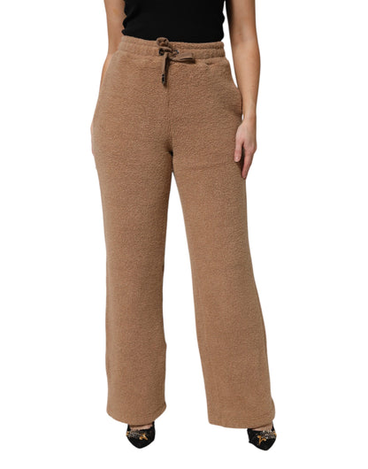 Brown Logo Plaque Sweatpants Straight Pants
