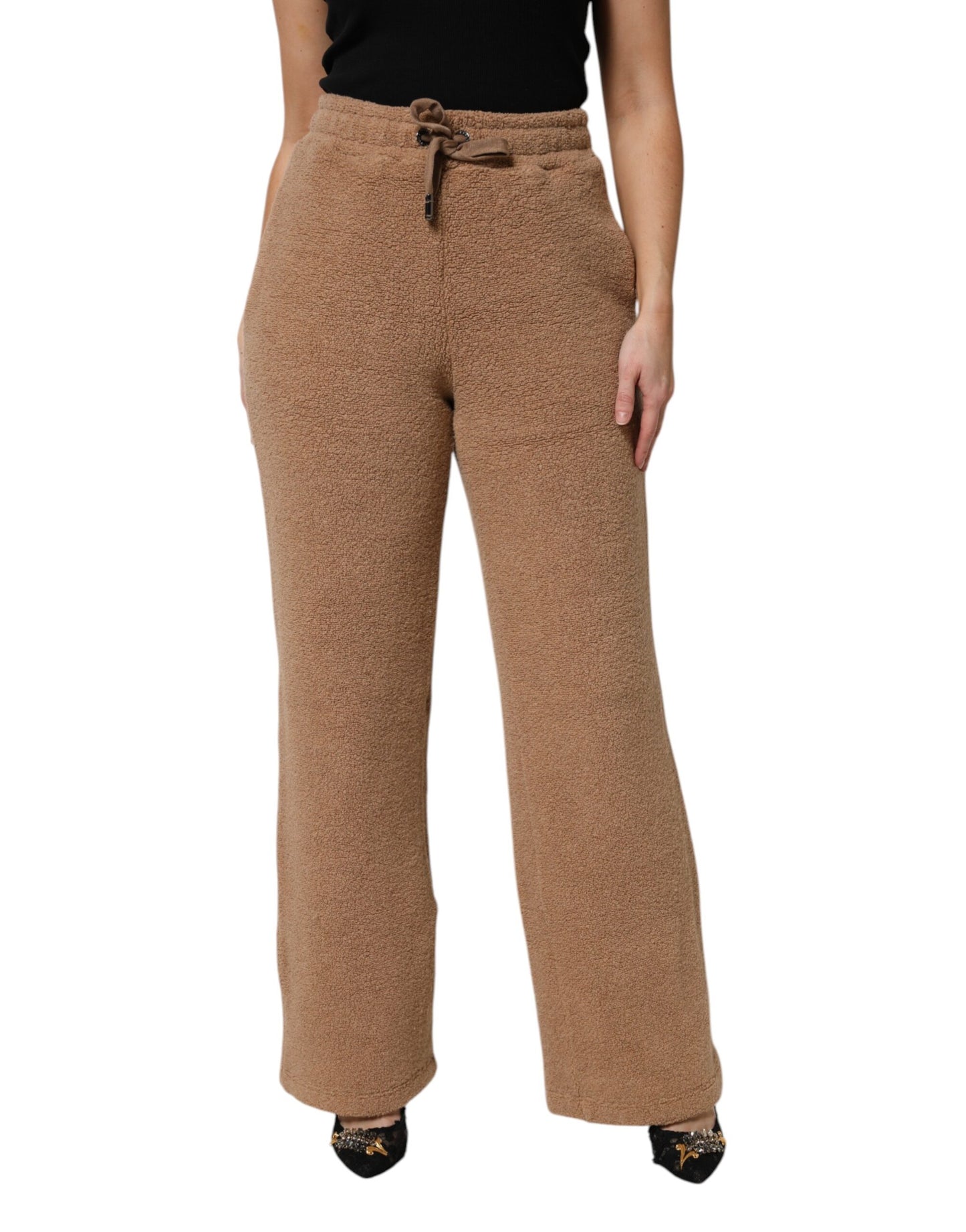 Brown Logo Plaque Sweatpants Straight Pants