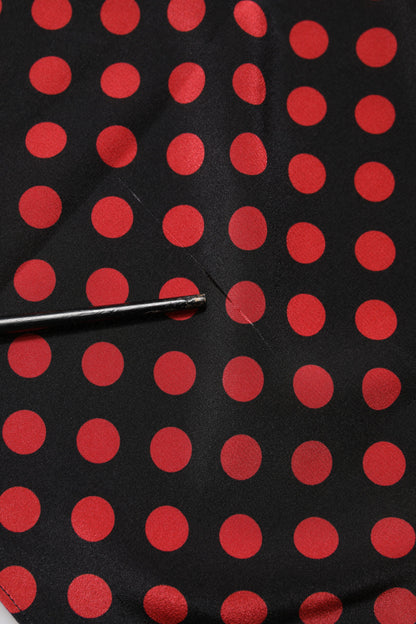 Black Red Polka Dot Silk Long Sleeves Top