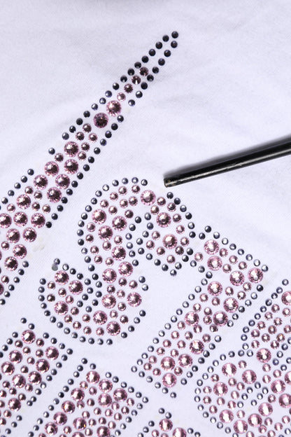 White Embellished CrewNeck Short Sleeve T-shirt