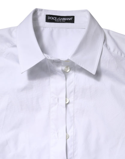 White Cotton Short Sleeves Collared Polo Top