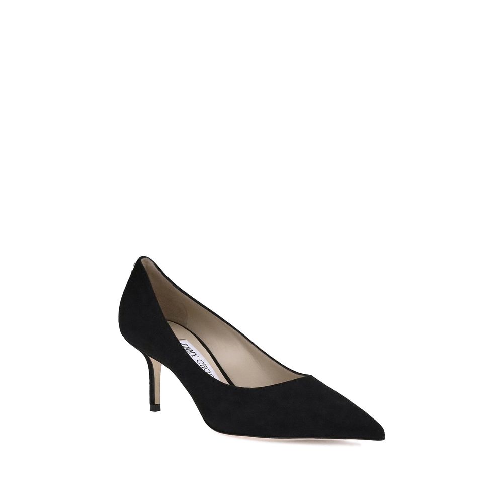 Black Goatskin Mid Heel Pumps