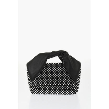 Leather MIDI TWISTER Handbag Embellished with Rhinestones