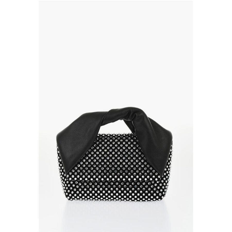 Leather MIDI TWISTER Handbag Embellished with Rhinestones