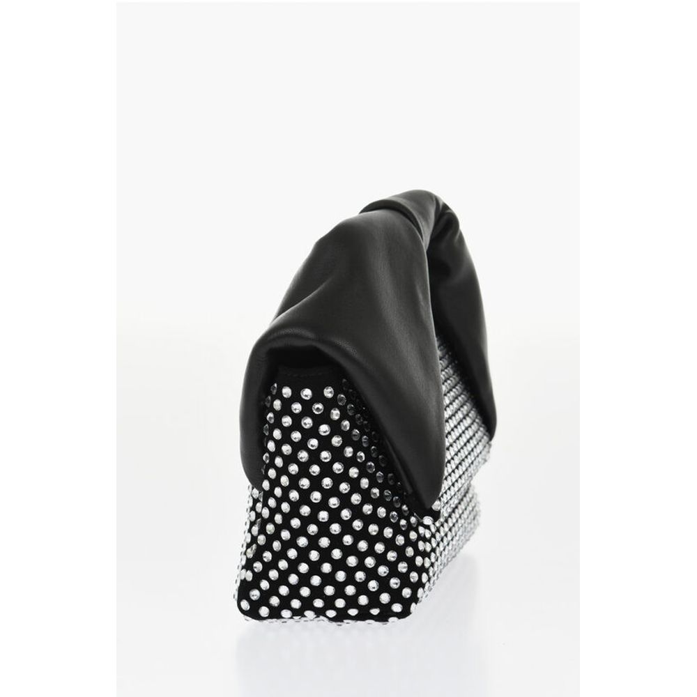 Leather MIDI TWISTER Handbag Embellished with Rhinestones